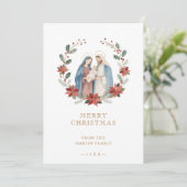 Elegant Holy Nativity Family Christmas Photo シーズンカード (スタンド正面)