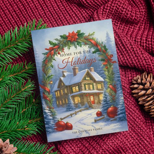 Elegant Home for the Holidays Christmas Card シーズンカード