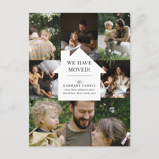 Elegant Home Photo Collage Moving Anouncement ポストカード (正面)