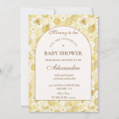 Elegant Honeycomb Bee Baby Shower 招待状 (正面)