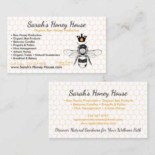 Elegant Honeycomb Professional Honey Bee 名刺 (正面/裏面)