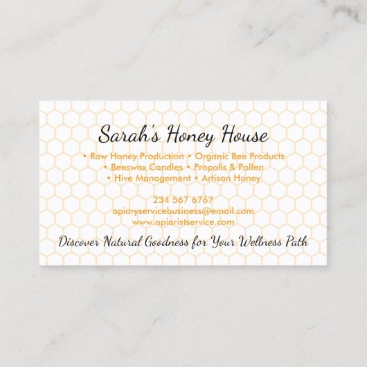 Elegant Honeycomb Professional Honey Bee 名刺 (裏面)