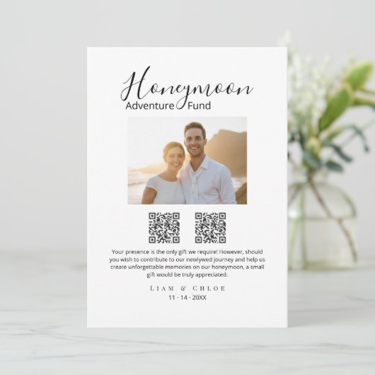 Elegant Honeymoon Fund QR Code Wedding Sign photo 招待状 (スタンド正面)