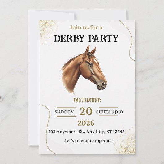 Elegant Horse Derby Party Invitation (正面)