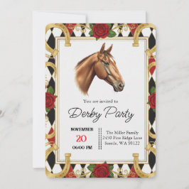 Elegant Horse Derby Party Invitation 招待状