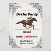 Elegant Horse Racing Derby Party Invitation (正面/裏面)