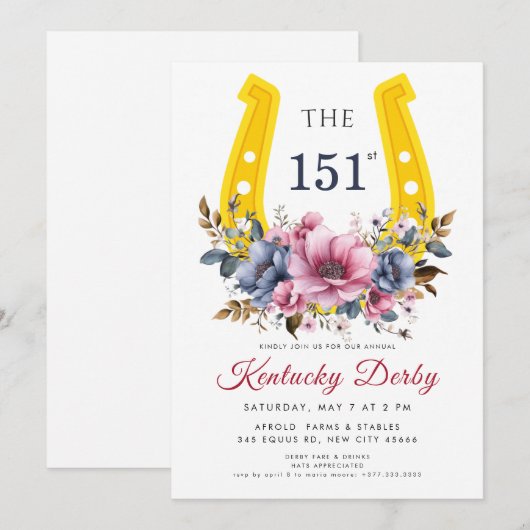 Elegant horse racing & equestrian theme 招待状 (正面/裏面)