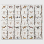 Elegant Horse Riders Belts and Bows Beige Script ラッピングペーパー (フラット)