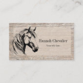 Elegant Horse Sketch Rustic Wood Equestrian 名刺 (裏面)