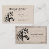 Elegant Horse Sketch Rustic Wood Equestrian 名刺 (正面/裏面)