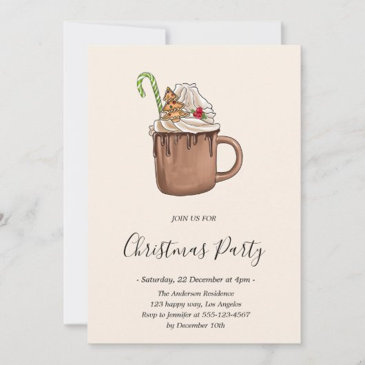 Elegant Hot Cocoa Christmas Party                  招待状 (正面)