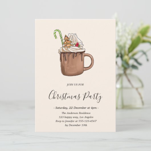 Elegant Hot Cocoa Christmas Party                  招待状 (スタンド正面)