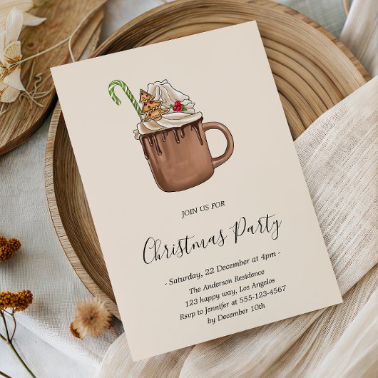 Elegant Hot Cocoa Christmas Party                  招待状