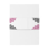 Elegant Hot Pink and Black Floral Lace Wedding 招待状ベリーバンド (裏面例)