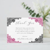 Elegant Hot Pink and Black Wedding サンキューカード (スタンド正面)