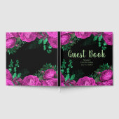 Elegant Hot Pink Flowers Birthday Party ゲストブック (全面)