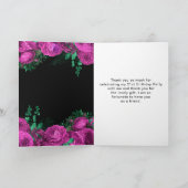 Elegant Hot Pink Flowers Birthday Party サンキューカード (内部)