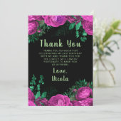 Elegant Hot Pink Flowers Birthday Party サンキューカード (スタンド正面)