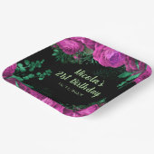 Elegant Hot Pink Flowers Birthday Party ペーパープレート (傾斜あり)