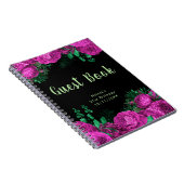 Elegant Hot Pink Flowers Birthday Party Guest Book ノートブック (右側)