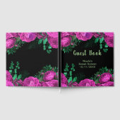 Elegant Hot Pink Flowers Sweet Sixteen ゲストブック (全面)