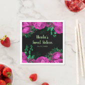 Elegant Hot Pink Flowers Sweet Sixteen スタンダードカクテルナプキン (インサイチュ)