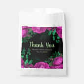 Elegant Hot Pink Flowers Sweet Sixteen フェイバーバッグ (正面)