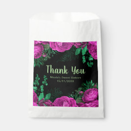 Elegant Hot Pink Flowers Sweet Sixteen フェイバーバッグ
