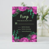 Elegant Hot Pink Flowers Sweet Sixteen 出欠カード (スタンド正面)