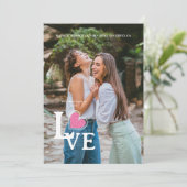 Elegant Hot Pink Heart Photo Fancy Love Wedding セーブザデート (スタンド正面)