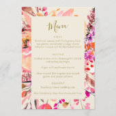 Elegant Hot Pink Watercolor Floral Custom Wedding メニュー (正面)
