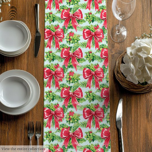 Elegant hot red pink preppy Christmas table runner ミディアムテーブルランナー