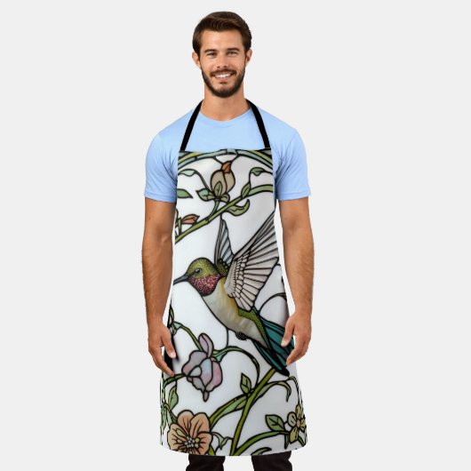 Elegant hummingbird artwork botanical boho chic エプロン (着用した状態)