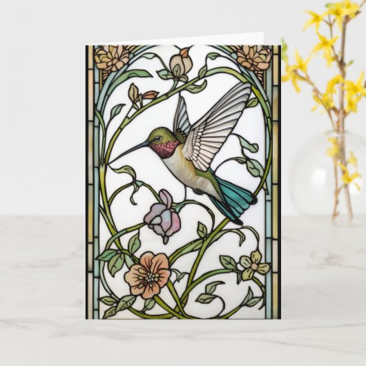 Elegant hummingbird artwork botanical boho chic カード (黄色い花)