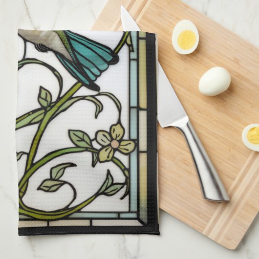 Elegant hummingbird artwork botanical boho chic キッチンタオル (四つ折り)