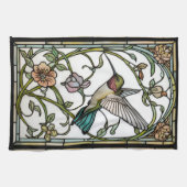 Elegant hummingbird artwork botanical boho chic キッチンタオル (横)