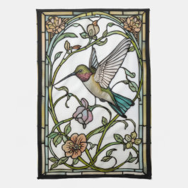 Elegant hummingbird artwork botanical boho chic キッチンタオル