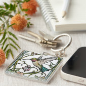 Elegant hummingbird artwork botanical boho chic キーホルダー (正面右)