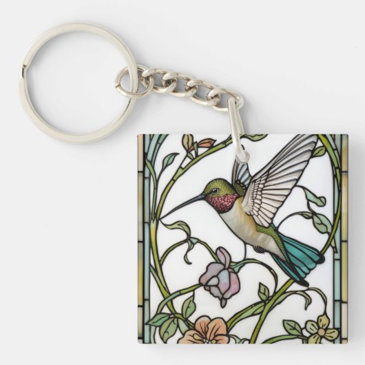 Elegant hummingbird artwork botanical boho chic キーホルダー (正面)