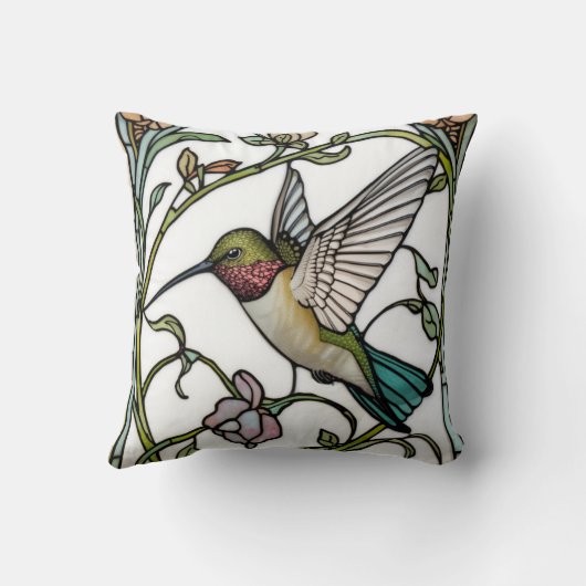 Elegant hummingbird artwork botanical boho chic クッション (裏面)