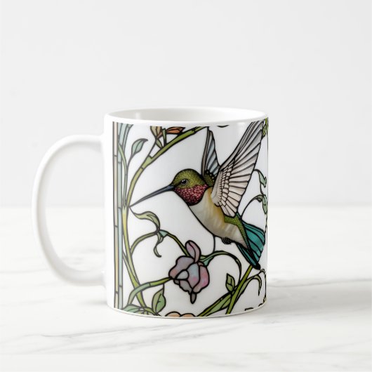 Elegant hummingbird artwork botanical boho chic コーヒーマグカップ (左)