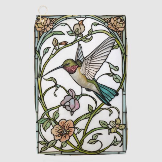 Elegant hummingbird artwork botanical boho chic ゴルフタオル (正面)