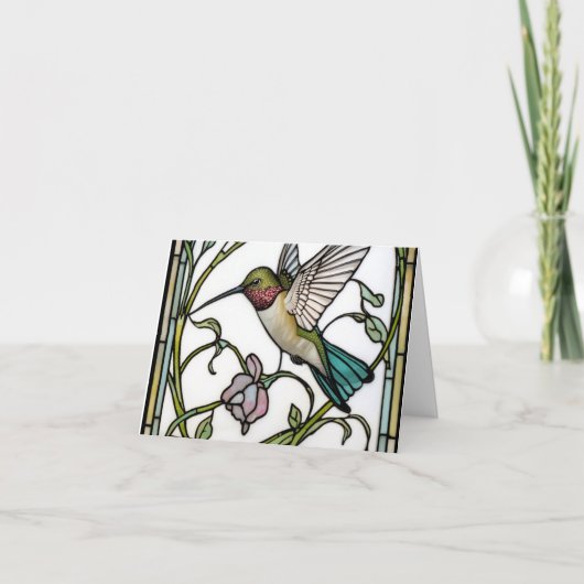 Elegant hummingbird artwork botanical boho chic サンキューカード (正面)