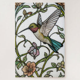 Elegant hummingbird artwork botanical boho chic ジグソーパズル