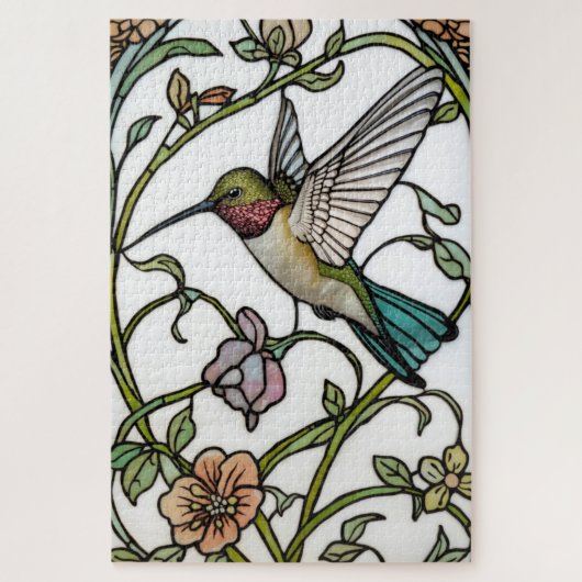 Elegant hummingbird artwork botanical boho chic ジグソーパズル (縦)