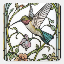 Elegant hummingbird artwork botanical boho chic スクエアシール