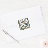 Elegant hummingbird artwork botanical boho chic スクエアシール (封筒)