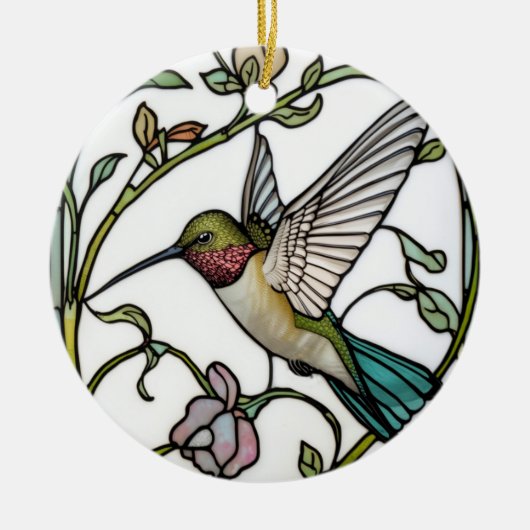 Elegant hummingbird artwork botanical boho chic セラミックオーナメント (正面)