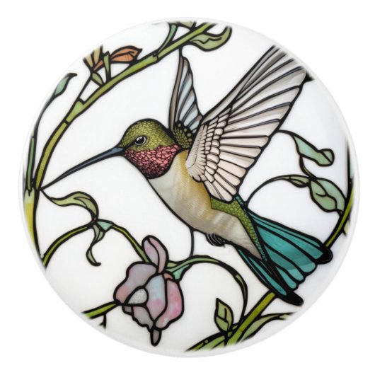 Elegant hummingbird artwork botanical boho chic セラミックノブ (正面)