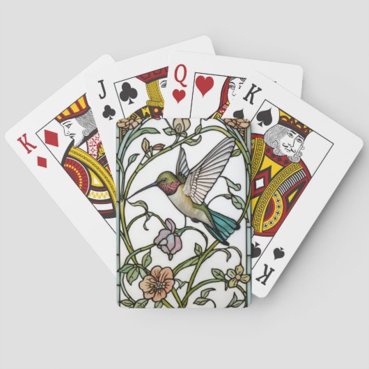 Elegant hummingbird artwork botanical boho chic トランプ (裏面)